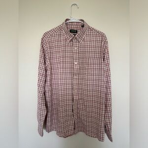 Men’s Orvis Red+White Checkered Long Sleeve Button Up Shirt / Size Medium